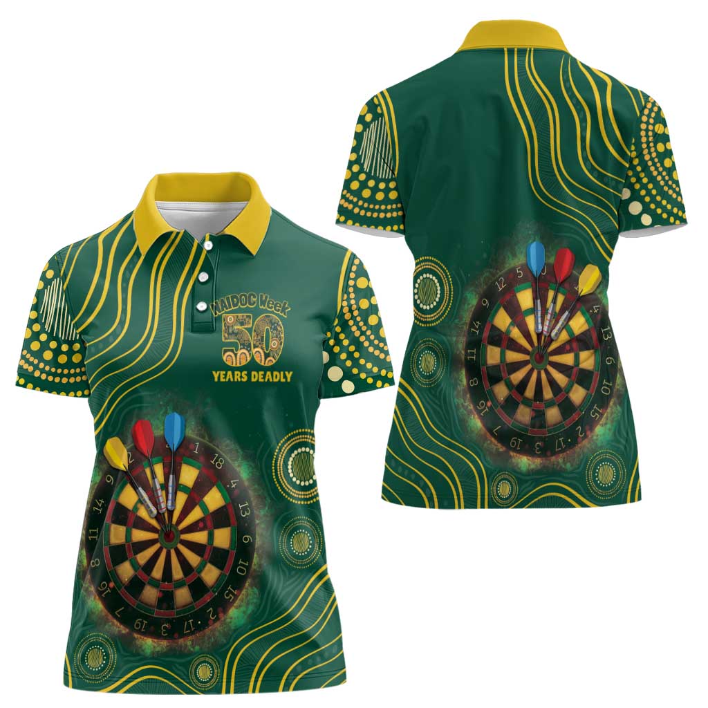 First Nations NAIDOC Week 2026 Fiery Darts Women Polo Shirt National Colors Aboriginal Arts