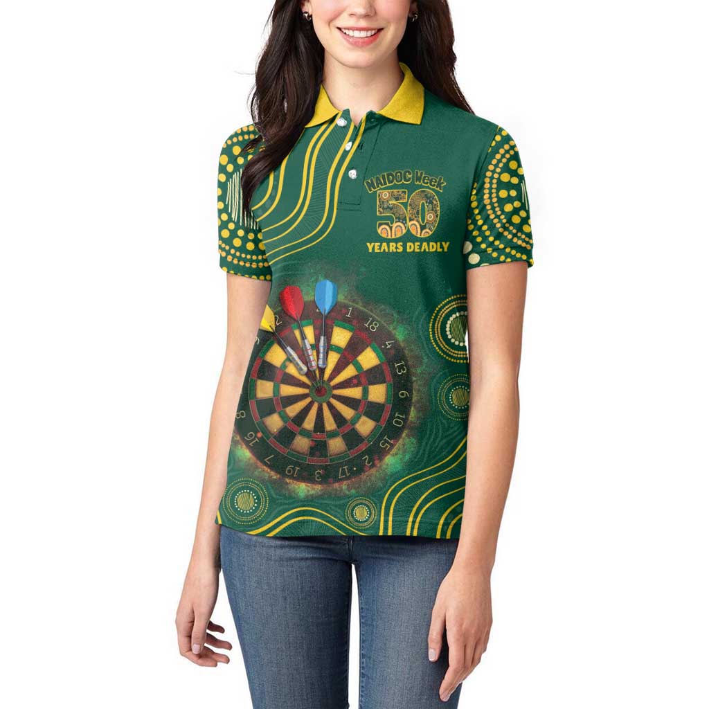 First Nations NAIDOC Week 2026 Fiery Darts Women Polo Shirt National Colors Aboriginal Arts