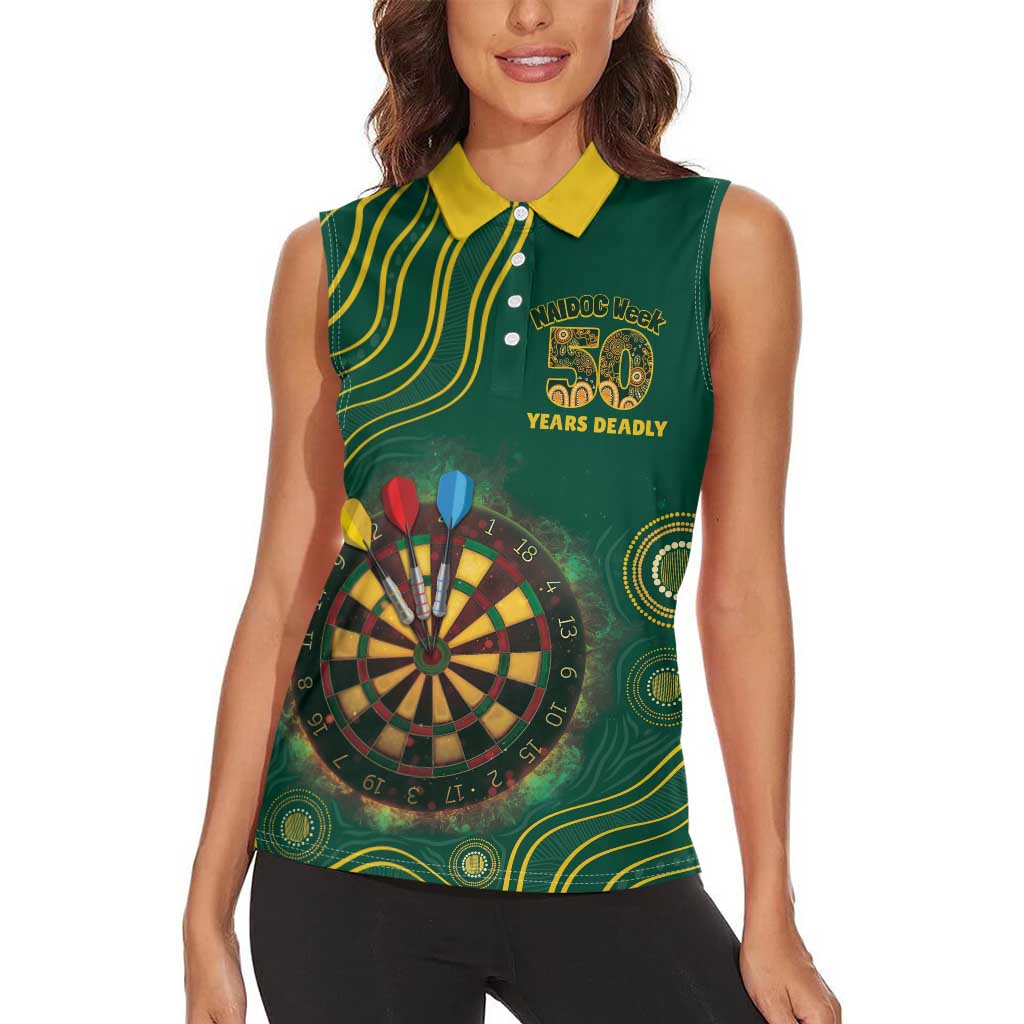 First Nations NAIDOC Week 2026 Fiery Darts Women Sleeveless Polo Shirt National Colors Aboriginal Arts