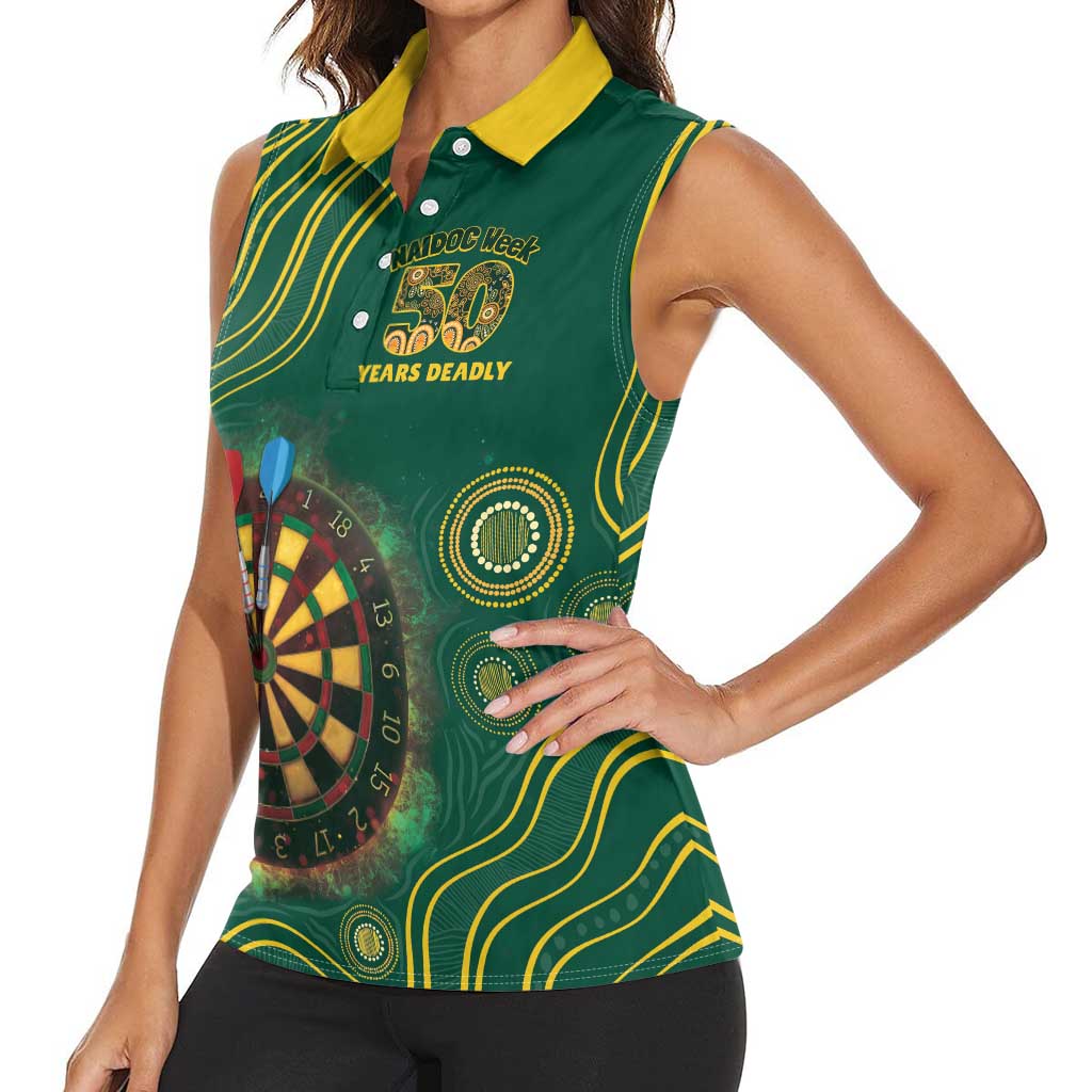 First Nations NAIDOC Week 2026 Fiery Darts Women Sleeveless Polo Shirt National Colors Aboriginal Arts