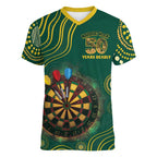 First Nations NAIDOC Week 2026 Fiery Darts Women V-Neck T-Shirt National Colors Aboriginal Arts
