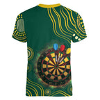 First Nations NAIDOC Week 2026 Fiery Darts Women V-Neck T-Shirt National Colors Aboriginal Arts