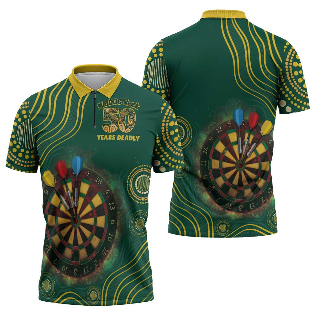 First Nations NAIDOC Week 2026 Fiery Darts Zipper Polo Shirt National Colors Aboriginal Arts