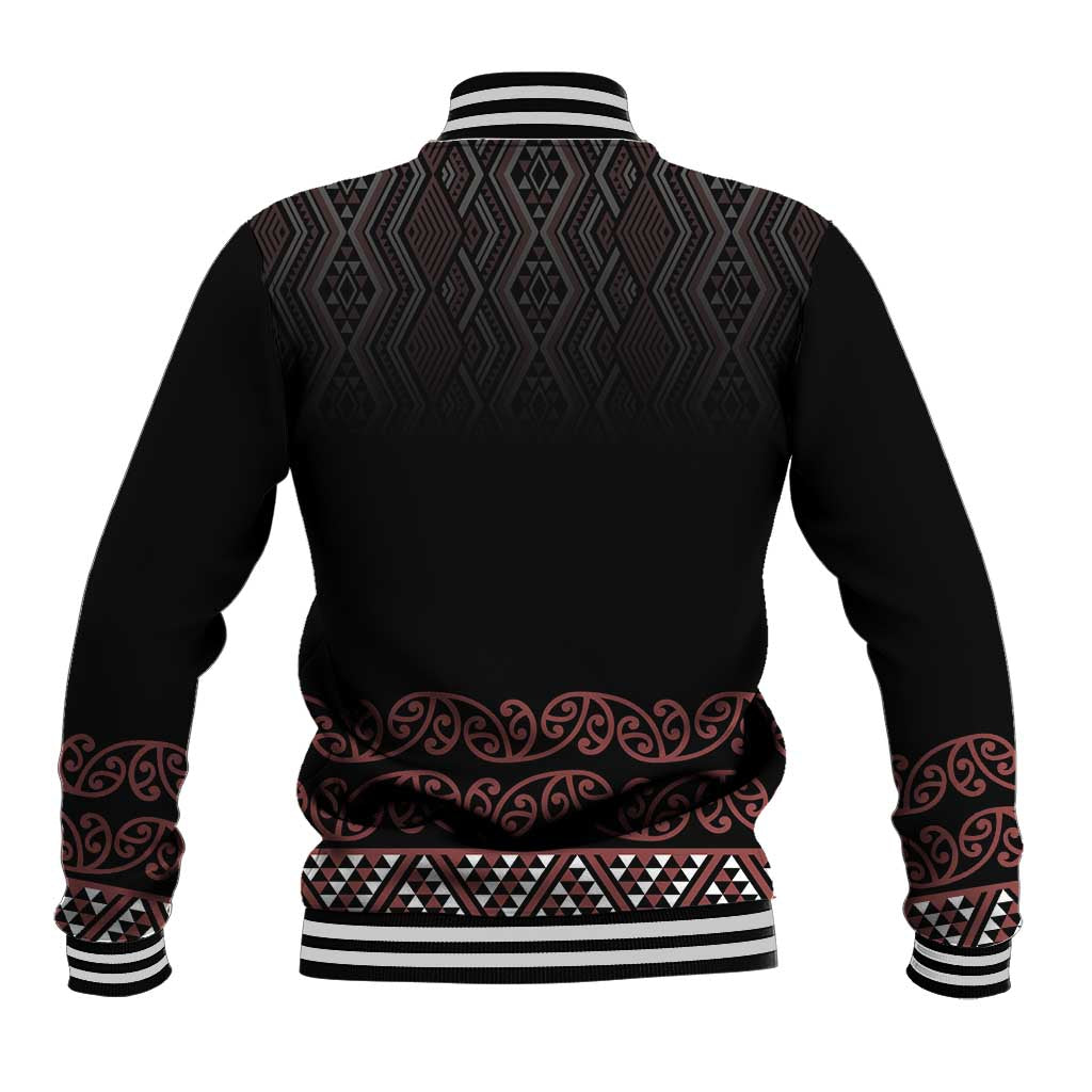 Maori Taniko Patterns Baseball Jacket Brown Niho Taniwha Mix Paatiki Motifs