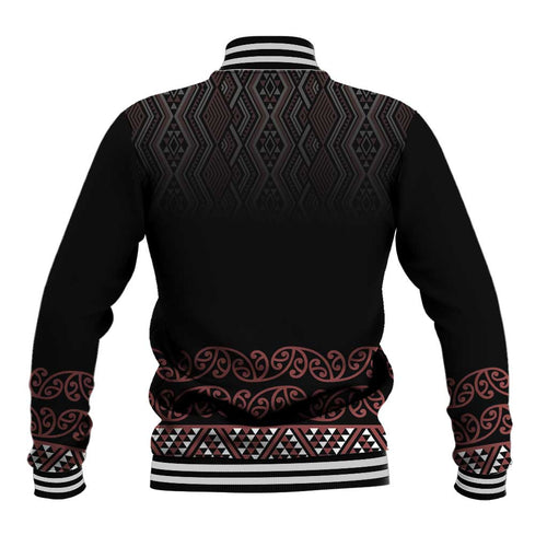 Maori Taniko Patterns Baseball Jacket Brown Niho Taniwha Mix Paatiki Motifs