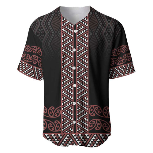 Maori Taniko Patterns Baseball Jersey Brown Niho Taniwha Mix Paatiki Motifs