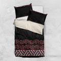 Maori Taniko Patterns Bedding Set Brown Niho Taniwha Mix Paatiki Motifs