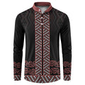 Maori Taniko Patterns Button Sweatshirt Brown Niho Taniwha Mix Paatiki Motifs