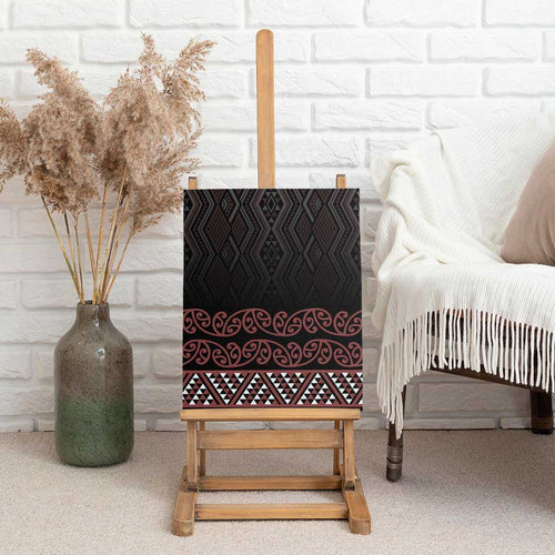 Maori Taniko Patterns Canvas Wall Art Brown Niho Taniwha Mix Paatiki Motifs