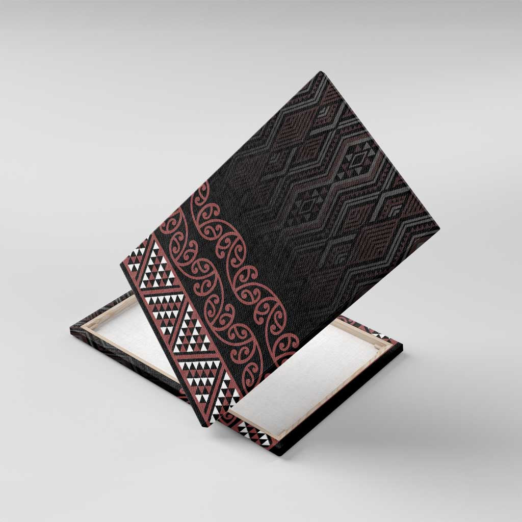 Maori Taniko Patterns Canvas Wall Art Brown Niho Taniwha Mix Paatiki Motifs