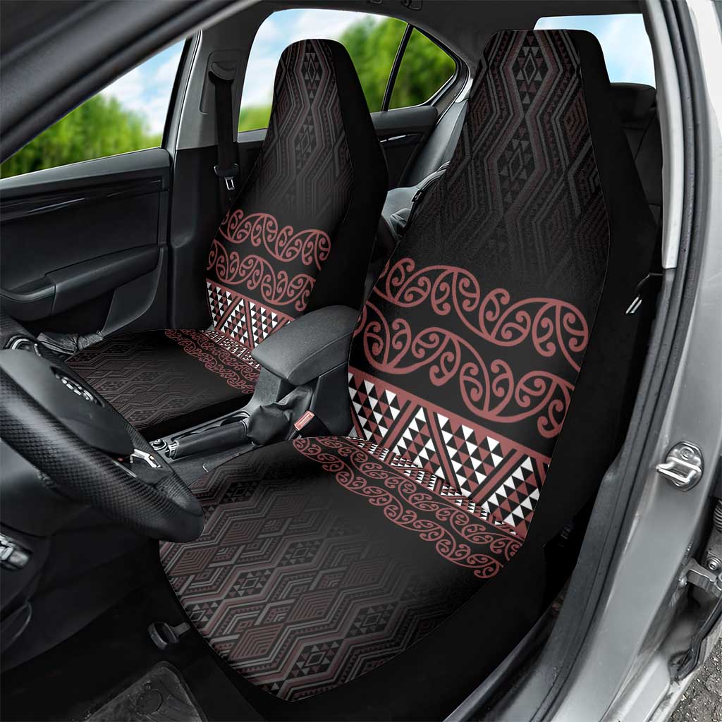 Maori Taniko Patterns Car Seat Cover Brown Niho Taniwha Mix Paatiki Motifs