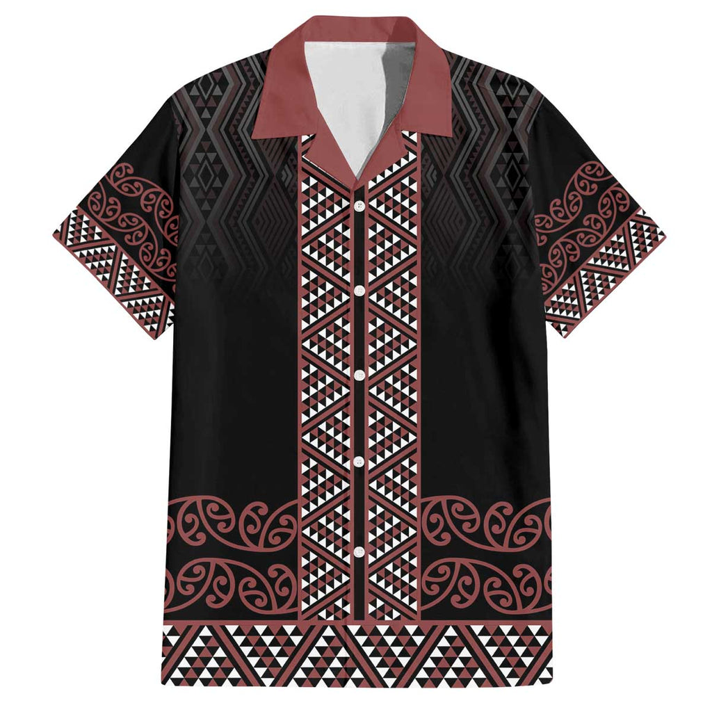 Maori Taniko Patterns Family Matching Off The Shoulder Long Sleeve Dress and Hawaiian Shirt Brown Niho Taniwha Mix Paatiki Motifs
