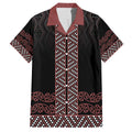 Maori Taniko Patterns Family Matching Off The Shoulder Long Sleeve Dress and Hawaiian Shirt Brown Niho Taniwha Mix Paatiki Motifs