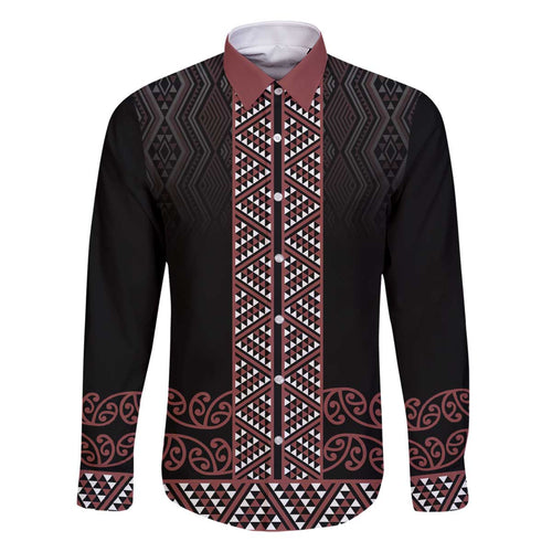 Maori Taniko Patterns Family Matching Off The Shoulder Long Sleeve Dress and Hawaiian Shirt Brown Niho Taniwha Mix Paatiki Motifs