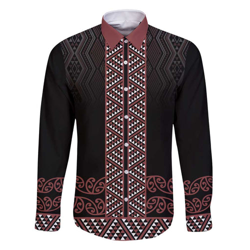 Maori Taniko Patterns Family Matching Off Shoulder Maxi Dress and Hawaiian Shirt Brown Niho Taniwha Mix Paatiki Motifs