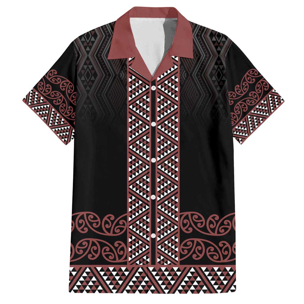 Maori Taniko Patterns Family Matching Off Shoulder Short Dress and Hawaiian Shirt Brown Niho Taniwha Mix Paatiki Motifs