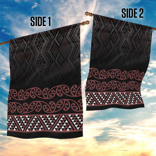 Maori Taniko Patterns Garden Flag Brown Niho Taniwha Mix Paatiki Motifs