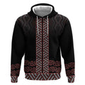 Maori Taniko Patterns Hoodie Brown Niho Taniwha Mix Paatiki Motifs
