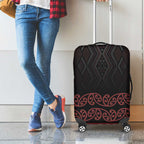 Maori Taniko Patterns Luggage Cover Brown Niho Taniwha Mix Paatiki Motifs