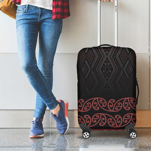 Maori Taniko Patterns Luggage Cover Brown Niho Taniwha Mix Paatiki Motifs