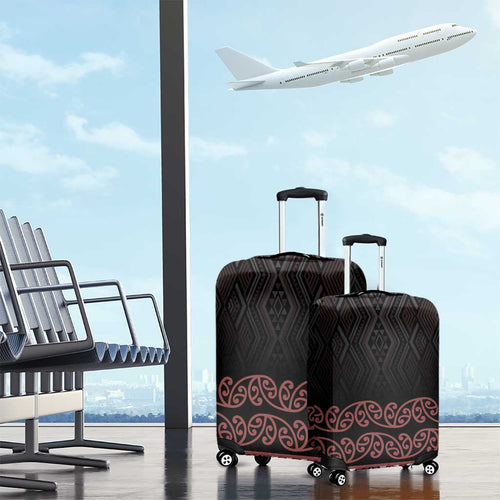 Maori Taniko Patterns Luggage Cover Brown Niho Taniwha Mix Paatiki Motifs