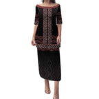 Maori Taniko Patterns Puletasi Brown Niho Taniwha Mix Paatiki Motifs