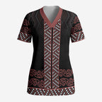 Maori Taniko Patterns Scrub Top Brown Niho Taniwha Mix Paatiki Motifs - Aussie Hoodie