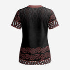 Maori Taniko Patterns Scrub Top Brown Niho Taniwha Mix Paatiki Motifs - Aussie Hoodie