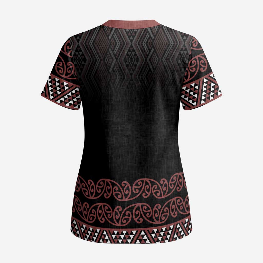 Maori Taniko Patterns Scrub Top Brown Niho Taniwha Mix Paatiki Motifs - Aussie Hoodie