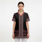 Maori Taniko Patterns Scrub Top Brown Niho Taniwha Mix Paatiki Motifs - Aussie Hoodie
