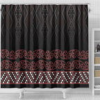 Maori Taniko Patterns Shower Curtain Brown Niho Taniwha Mix Paatiki Motifs