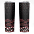 Maori Taniko Patterns Skinny Tumbler Brown Niho Taniwha Mix Paatiki Motifs
