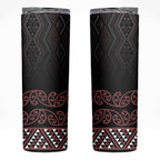 Maori Taniko Patterns Skinny Tumbler Brown Niho Taniwha Mix Paatiki Motifs