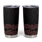 Maori Taniko Patterns Tumbler Cup Brown Niho Taniwha Mix Paatiki Motifs