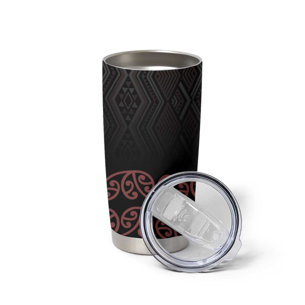 Maori Taniko Patterns Tumbler Cup Brown Niho Taniwha Mix Paatiki Motifs