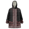 Maori Taniko Patterns Wearable Blanket Hoodie Brown Niho Taniwha Mix Paatiki Motifs