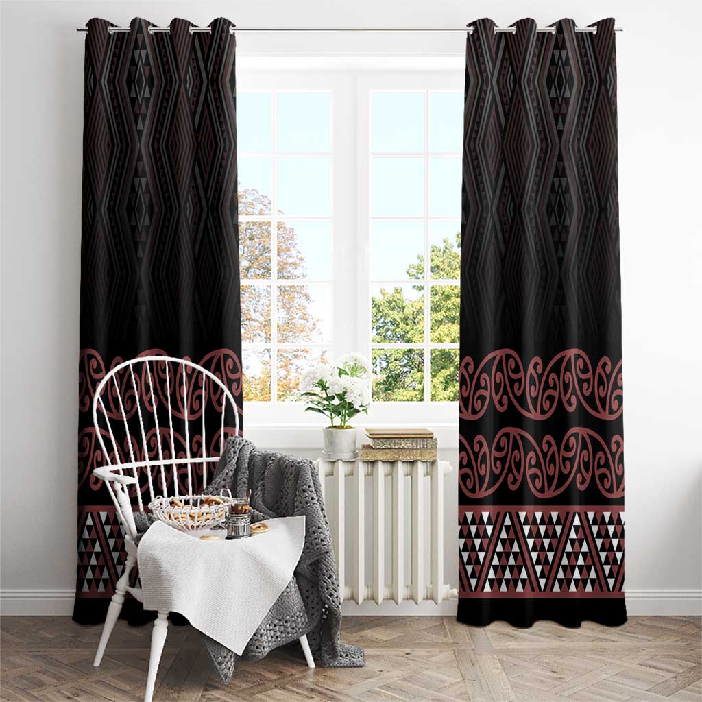 Maori Taniko Patterns Window Curtain Brown Niho Taniwha Mix Paatiki Motifs