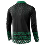 Maori Taniko Patterns Button Sweatshirt Pounamu Niho Taniwha Mix Paatiki Motifs