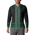 Maori Taniko Patterns Button Sweatshirt Pounamu Niho Taniwha Mix Paatiki Motifs