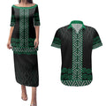 Maori Taniko Patterns Couples Matching Puletasi and Hawaiian Shirt Pounamu Niho Taniwha Mix Paatiki Motifs