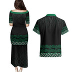 Maori Taniko Patterns Couples Matching Puletasi and Hawaiian Shirt Pounamu Niho Taniwha Mix Paatiki Motifs