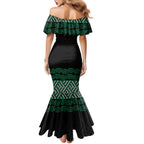 Maori Taniko Patterns Family Matching Mermaid Dress and Hawaiian Shirt Pounamu Niho Taniwha Mix Paatiki Motifs