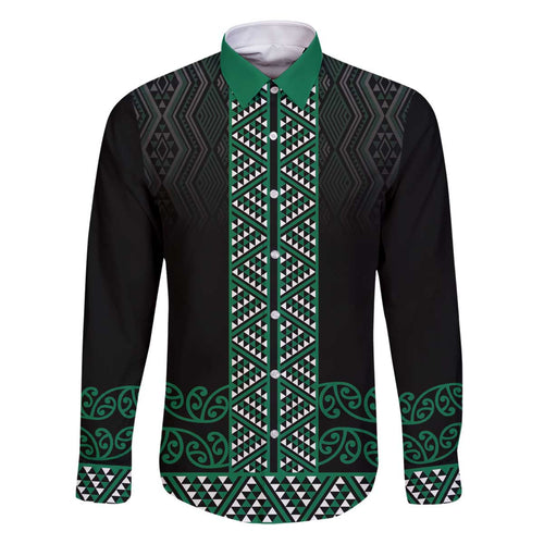 Maori Taniko Patterns Family Matching Off The Shoulder Long Sleeve Dress and Hawaiian Shirt Pounamu Niho Taniwha Mix Paatiki Motifs