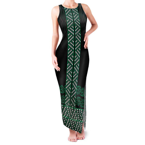 Maori Taniko Patterns Family Matching Tank Maxi Dress and Hawaiian Shirt Pounamu Niho Taniwha Mix Paatiki Motifs