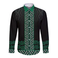 Maori Taniko Patterns Long Sleeve Button Shirt Pounamu Niho Taniwha Mix Paatiki Motifs
