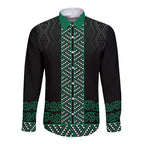 Maori Taniko Patterns Long Sleeve Button Shirt Pounamu Niho Taniwha Mix Paatiki Motifs