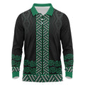 Maori Taniko Patterns Long Sleeve Polo Shirt Pounamu Niho Taniwha Mix Paatiki Motifs
