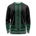 Maori Taniko Patterns Long Sleeve Shirt Pounamu Niho Taniwha Mix Paatiki Motifs