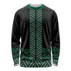 Maori Taniko Patterns Long Sleeve Shirt Pounamu Niho Taniwha Mix Paatiki Motifs
