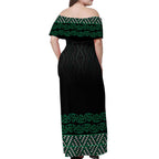Maori Taniko Patterns Off Shoulder Maxi Dress Pounamu Niho Taniwha Mix Paatiki Motifs